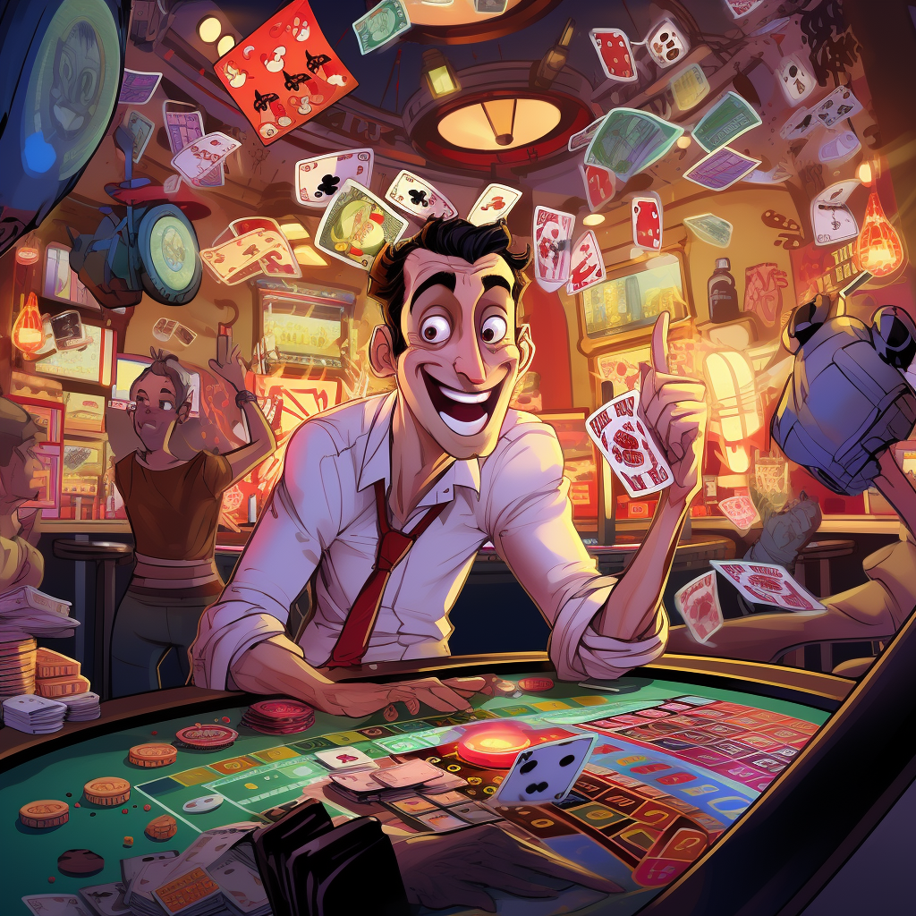 gambling for attention in a cartoon style